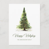 Elegante Waterverf dennenboom kerstgroet Briefkaart (Voorkant)