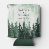 Elegante Waterverf dennenbos gepersonaliseerd Blikjeskoeler (Achterkant)