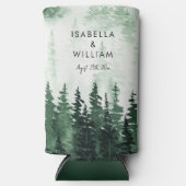 Elegante Waterverf dennenbos gepersonaliseerd Seltzer Blikjeskoeler (Voorkant)
