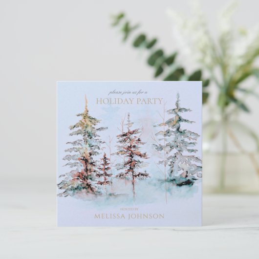 Elegante Waterverf dennenbos Kerstfeest Kaart (Staand voorkant)