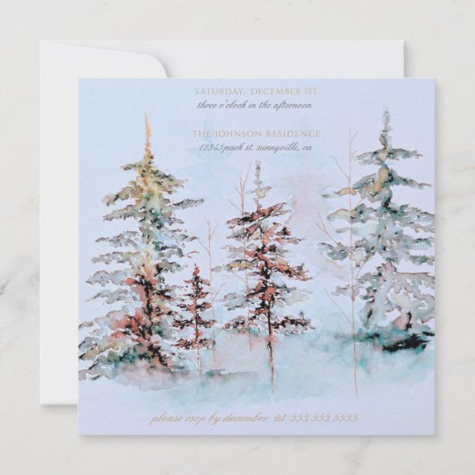 Elegante Waterverf dennenbos Kerstfeest Kaart (Achterkant)