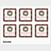 Elegante waterverf dennenkrans kerst sticker (Vel)