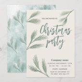 Elegante Waterverf dennentak kerstfeest Kaart (Voorkant / Achterkant)