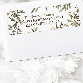 Elegante Waterverf dennentakken krans kerst Etiket