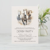Elegante Waterverf Derby Party Paardenrennen Kaart (Staand voorkant)