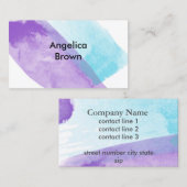 elegante waterverf design blauw en gele busje visitekaartje (Voorkant / Achterkant)