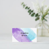 elegante waterverf design blauw en gele busje visitekaartje (Staand voorkant)