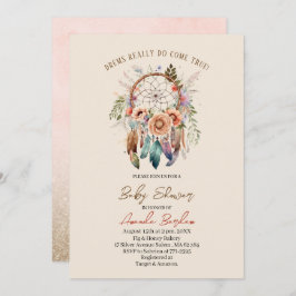 Elegante waterverf droomvanger en bloemetjes kaart