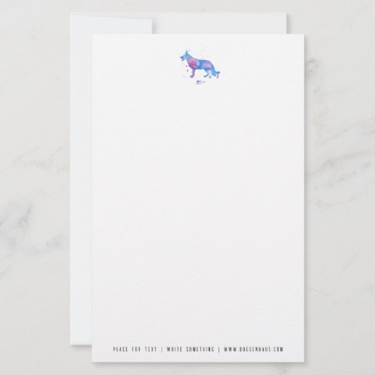 Elegante Waterverf Duitse herder Letterhead Briefpapier (Voorkant)