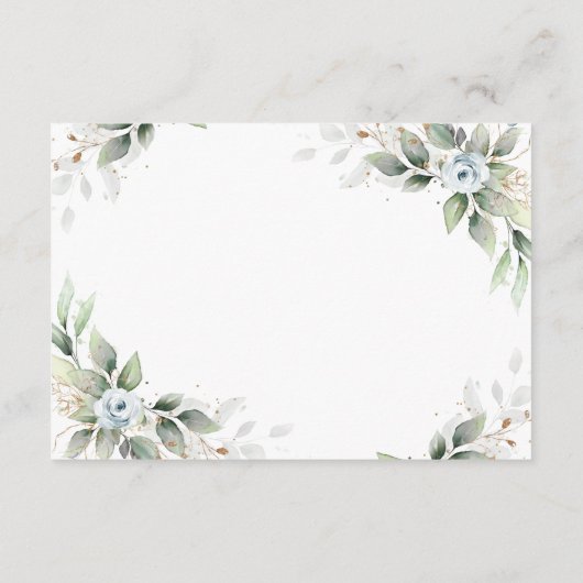 Elegante Waterverf Dusty Blue Foliage Details Informatiekaartje (Achterkant)