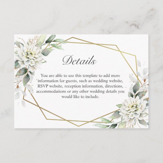 Elegante Waterverf Dusty Blue Foliage Details Informatiekaartje (Voorkant)