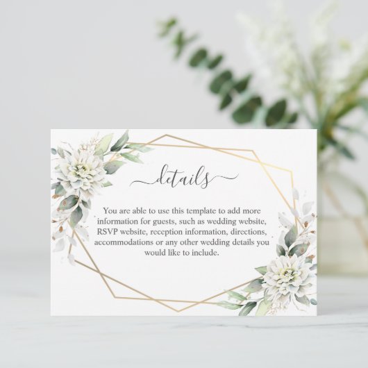 Elegante Waterverf Dusty Blue Foliage Details Informatiekaartje (Staand voorkant)