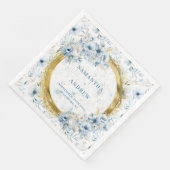 Elegante Waterverf Dusty Blue Gold bruiloft servet (Hoek)