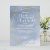 Elegante Waterverf Dusty Blue Gold Geometric Kaart (Staand voorkant)