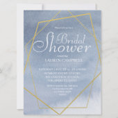 Elegante Waterverf Dusty Blue Gold Geometric Kaart (Voorkant)