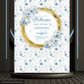 Elegante Waterverf Dusty Blue Gold Wedding Banner Wandkleed