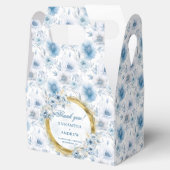Elegante Waterverf Dusty Blue Gold Wedding Bedankt Bedankdoosjes (Geopend)