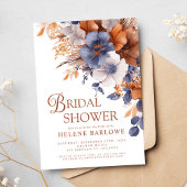 Elegante Waterverf Dusty Blue Rust Vrijgezellenfee Kaart