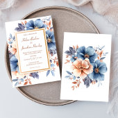 Elegante Waterverf Dusty Blue Terracotta bruiloft Kaart