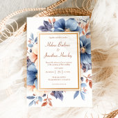 Elegante Waterverf Dusty Blue Terracotta bruiloft Kaart