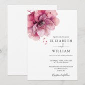 Elegante Waterverf Dusty Roos Bloemenbruiloft Kaart (Voorkant / Achterkant)