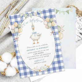 Elegante Waterverf Een 1e verjaardag gekke gans B Kaart