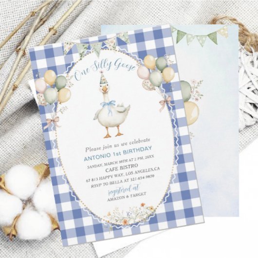 Elegante Waterverf Een 1e verjaardag gekke gans B Kaart