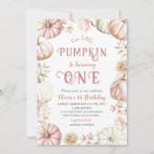 Elegante Waterverf Een 1e verjaardag Pompoen is op Kaart (Voorkant)