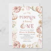 Elegante Waterverf Een 1e verjaardag Pompoen is op Kaart (Voorkant)