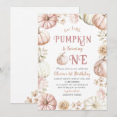 Elegante Waterverf Een 1e verjaardag Pompoen is op Kaart (Voorkant / Achterkant)