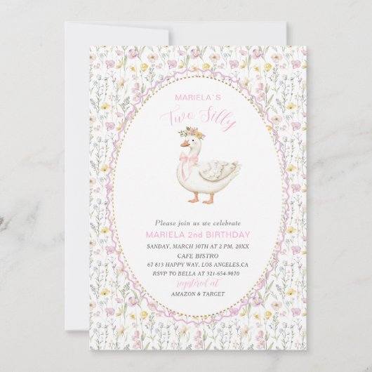 Elegante Waterverf Een 2e verjaardag gekke gans B Kaart (Voorkant)