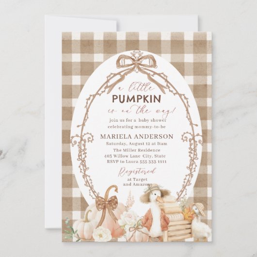 Elegante Waterverf Een beetje pompoen is Uitnodigi Kaart (Voorkant)