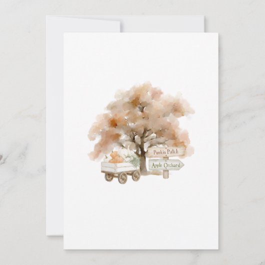 Elegante Waterverf Een beetje pompoen is Uitnodigi Kaart (Achterkant)