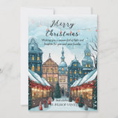 Elegante Waterverf Een Kerstmarkt Feestdagenkaart (Voorkant)