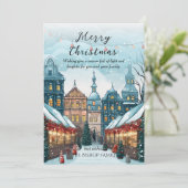 Elegante Waterverf Een Kerstmarkt Feestdagenkaart (Staand voorkant)