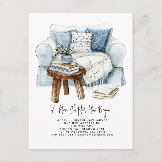 Elegante Waterverf Een nieuw hoofdstuk is begonnen Aankondigingskaart (Voorkant)