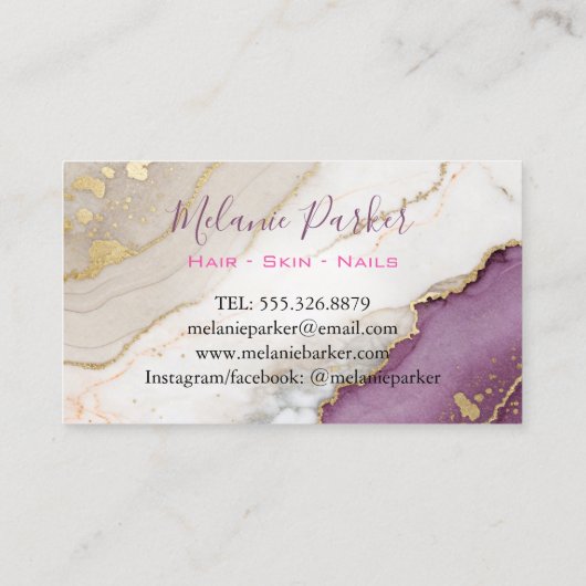 Elegante waterverf en faux gouden folie visitekaartje (Achterkant)