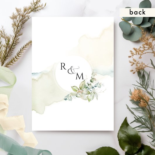 Elegante Waterverf en groen Eucalyptus Bruiloft Kaart