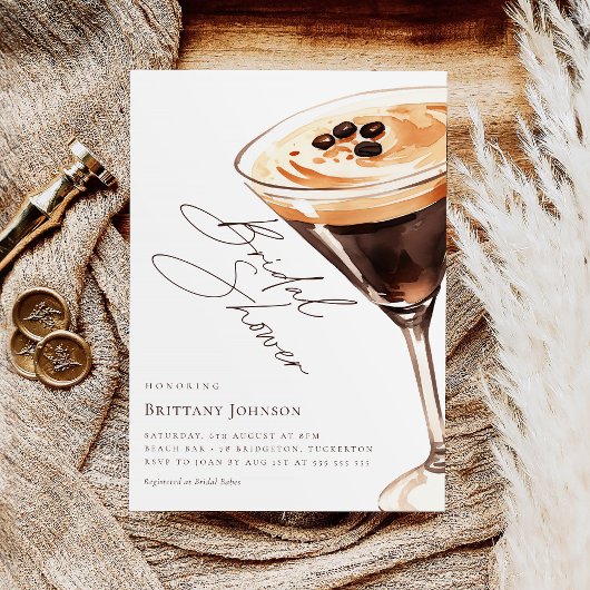 Elegante Waterverf Espresso Martini Vrijgezellenfe Kaart