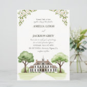 Elegante Waterverf Estate Flat Wedding Programma w Programmakaart (Staand voorkant)