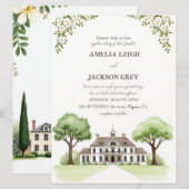 Elegante Waterverf Estate Flat Wedding Programma w Programmakaart (Voorkant / Achterkant)