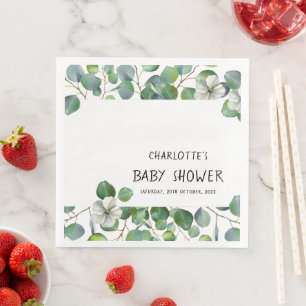 Elegante waterverf Eucalyptus baby shower Servet