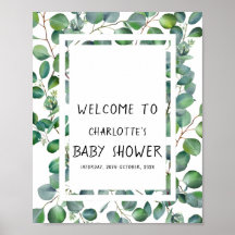 Elegante waterverf Eucalyptus babyshower welkom