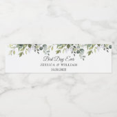 Elegante Waterverf Eucalyptus Beste dag ooit Waterfles Etiket (Enkel label)