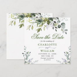 Elegante Waterverf Eucalyptus Bewaar de Datum Save The Date