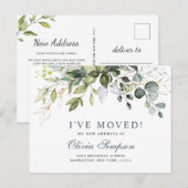 Elegante Waterverf Eucalyptus Bewegende Aankondigi Aankondigingskaart (Voorkant / Achterkant)