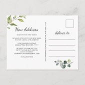 Elegante Waterverf Eucalyptus Bewegende Aankondigi Aankondigingskaart (Achterkant)