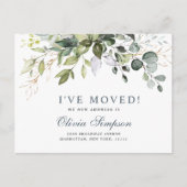 Elegante Waterverf Eucalyptus Bewegende Aankondigi Aankondigingskaart (Voorkant)