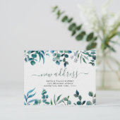 Elegante Waterverf Eucalyptus Bewegende Aankondigi Briefkaart (Staand voorkant)