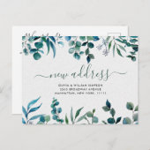 Elegante Waterverf Eucalyptus Bewegende Aankondigi Briefkaart (Voorkant / Achterkant)